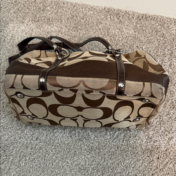 Coach Tan and Brown Signature Satchel - Picture 4 of 6